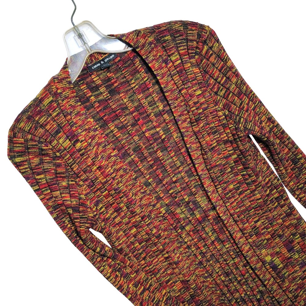 Cable & Gauge women Knit XL Open Front Duster Cardigan Sweater Knit Multicolor‎